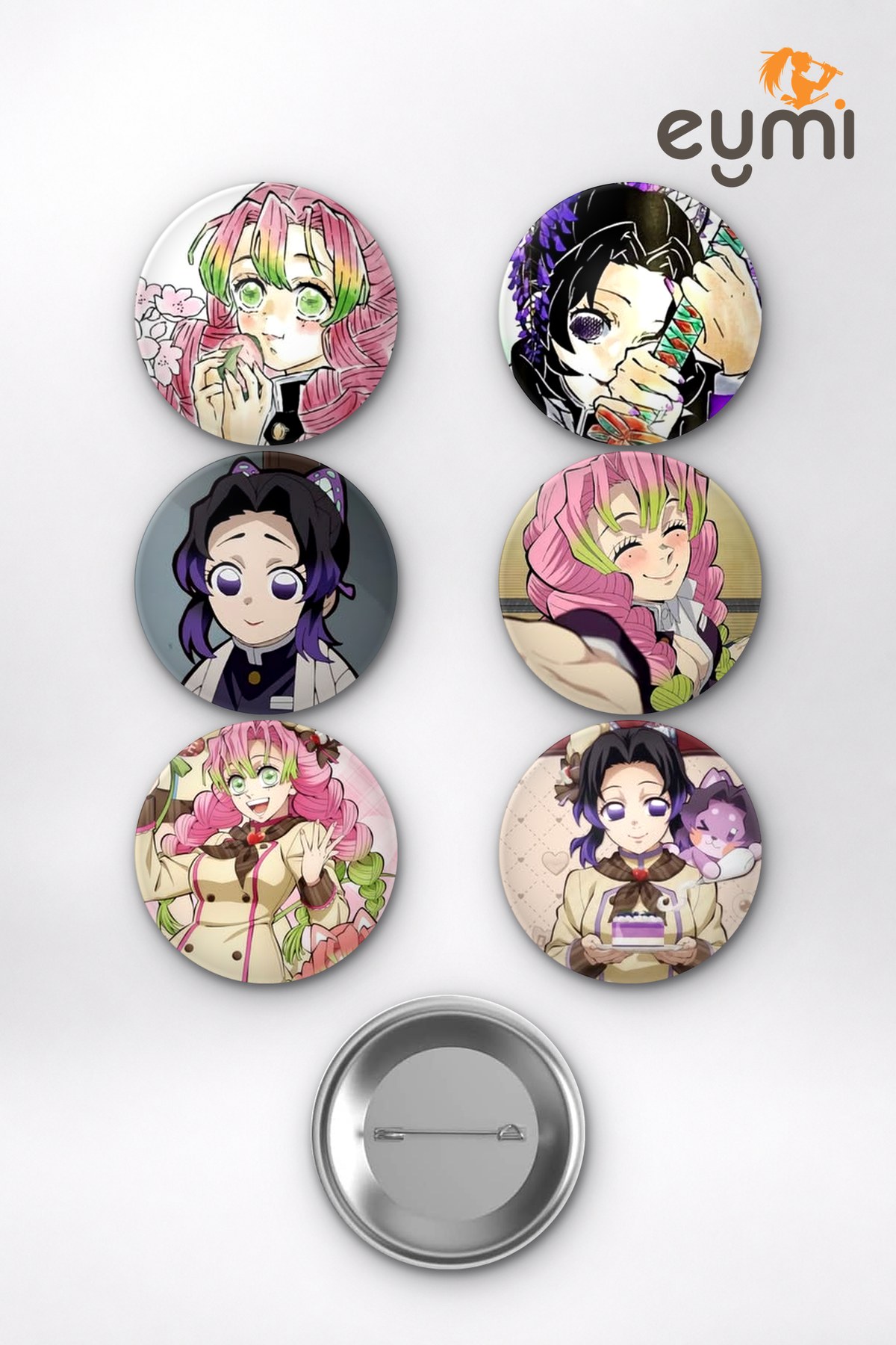 Demon Slayer Mitsuri Kanroji ve Shinobu Kocho Hashiras Temalı Çanta Süsü Rozet İğneli Buton Rozet Seti (6 ADET) (58 mm) Demon Slayer Mitsuri Kanroji ve Shinobu Kocho Hashiras Temalı Çanta Süsü Rozet İğneli Buton Rozet Seti (6 ADET) (58 mm)