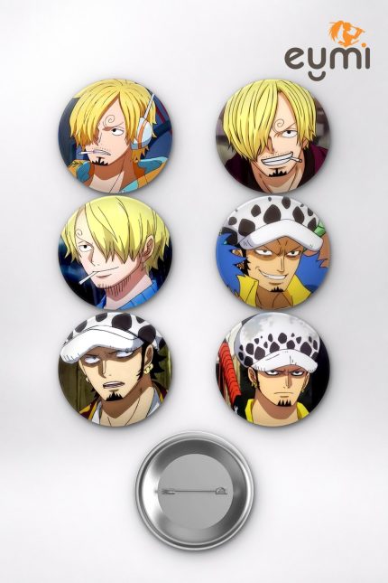 One Piece Hasır Şapka Korsanları Tayfası Temalı Çanta Süsü Rozet İğneli Buton Rozet Seti Set 2 (6 ADET) (58 mm)