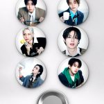 Stray Kids SKZ Tüm Üyeler (Bang Chan, Felix, Hyunjin, Lee Know) K-Pop Temalı Çanta Süsü Rozet İğneli Buton Rozet Seti Set 1 (6 ADET) (58 mm)