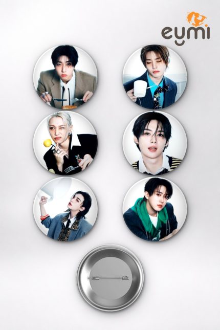 Stray Kids SKZ Tüm Üyeler (Bang Chan, Felix, Hyunjin, Lee Know) K-Pop Temalı Çanta Süsü Rozet İğneli Buton Rozet Seti Set 1 (6 ADET) (58 mm)