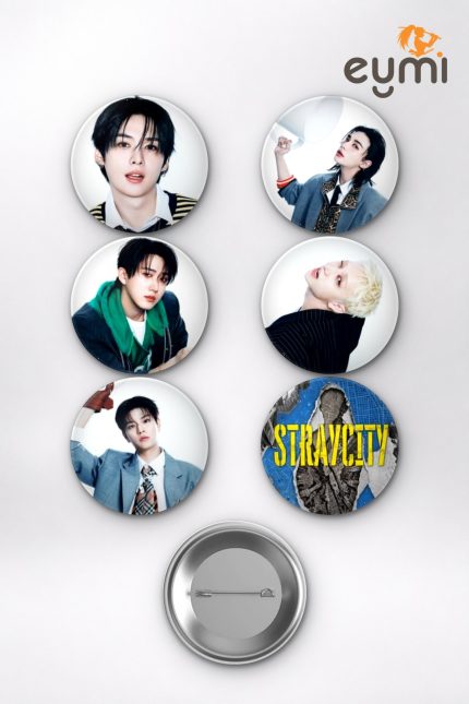 Stray Kids SKZ Tüm Üyeler (Bang Chan, Felix, Hyunjin, Lee Know) K-Pop Temalı Çanta Süsü Rozet İğneli Buton Rozet Seti Set 2 (6 ADET) (58 mm)